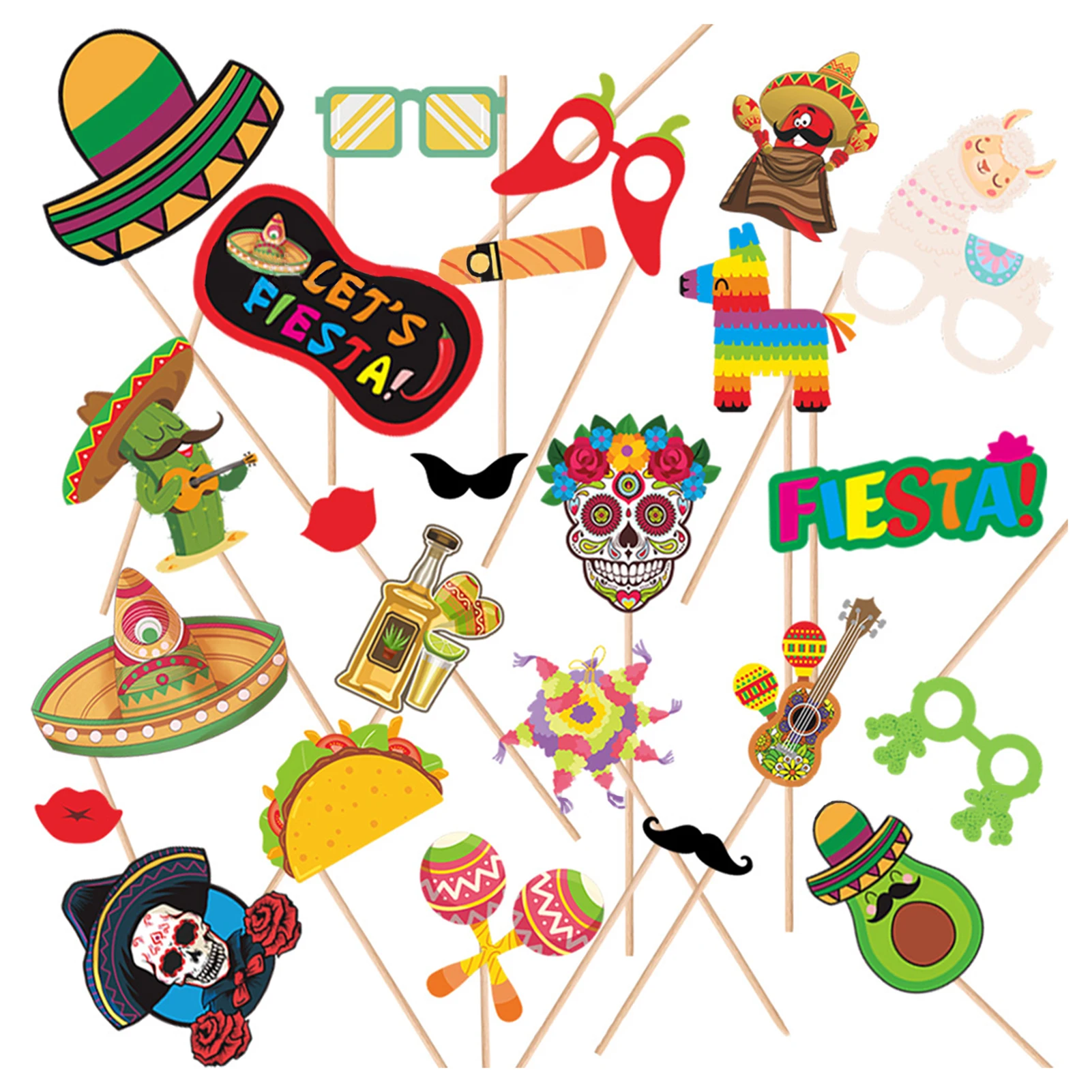 Insufláveis para Decorações De Festa, DIY, Festa Mexicana, Engraçado, Aniversário, Selfie, Carnaval, Hawaiian Photo Prop, Casamento, Graduação, 24Pcs