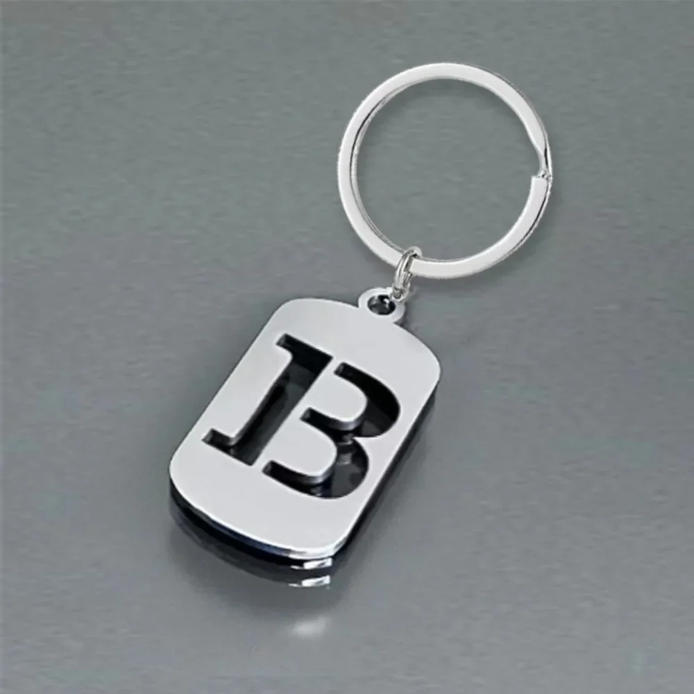 English Letter Tag Key Chains Smooth Stainless Steel Hollow ABC Personalized Keychains Handbag Ornament