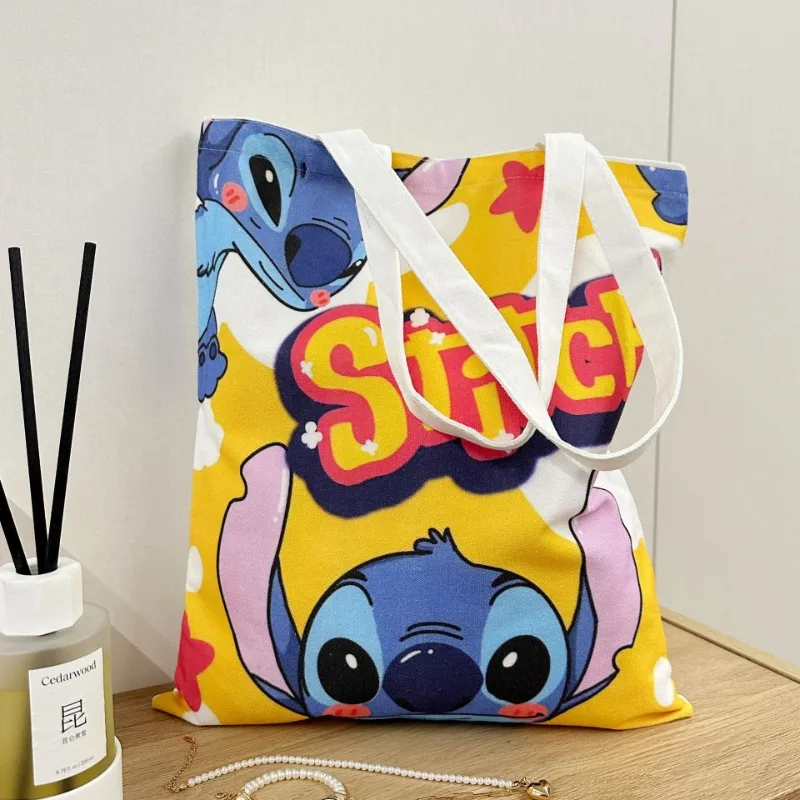 ديزني 2025 جديد غرزة الكرتون اليومية تنوعا المرأة حقيبة قماش قنب طالب حقيبة كتف سعة كبيرة