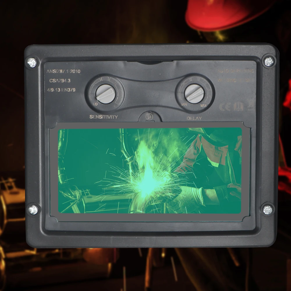 قناع لحام بالطاقة الشمسية ، عدسة ملونة حقيقية ، منظر كبير ، سواد تلقائي ، قناع لحام القوس ، طحن قطع