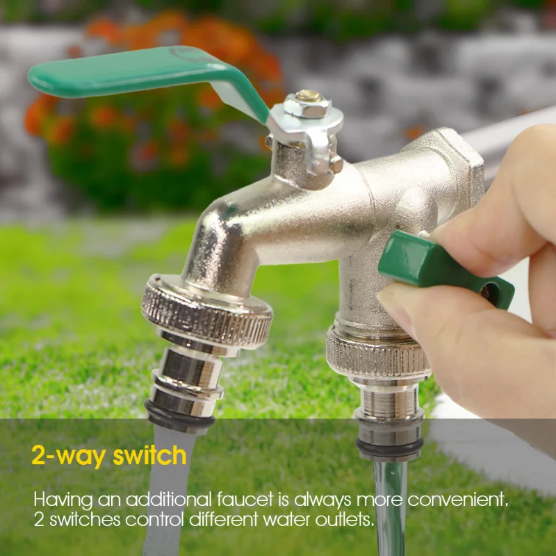 1 Set of Green Zinc Alloy Dual Outlet Faucets - Modern Style 