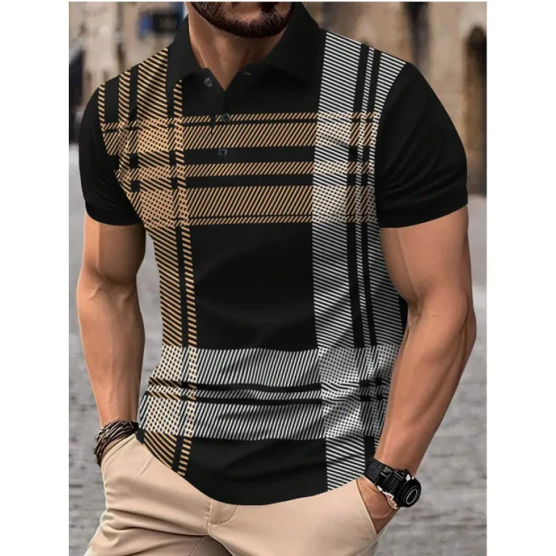 3D Digital Printing New Men's Summer Short Sleeved Sports Casual Fashion Polo Collar Men's Top