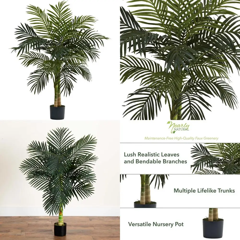 

Искусственная пальма с двумя стволами высотой 1,2 м и густой зеленью – не требует ухода, идеально подходит для помещений и гостиных, простая установка