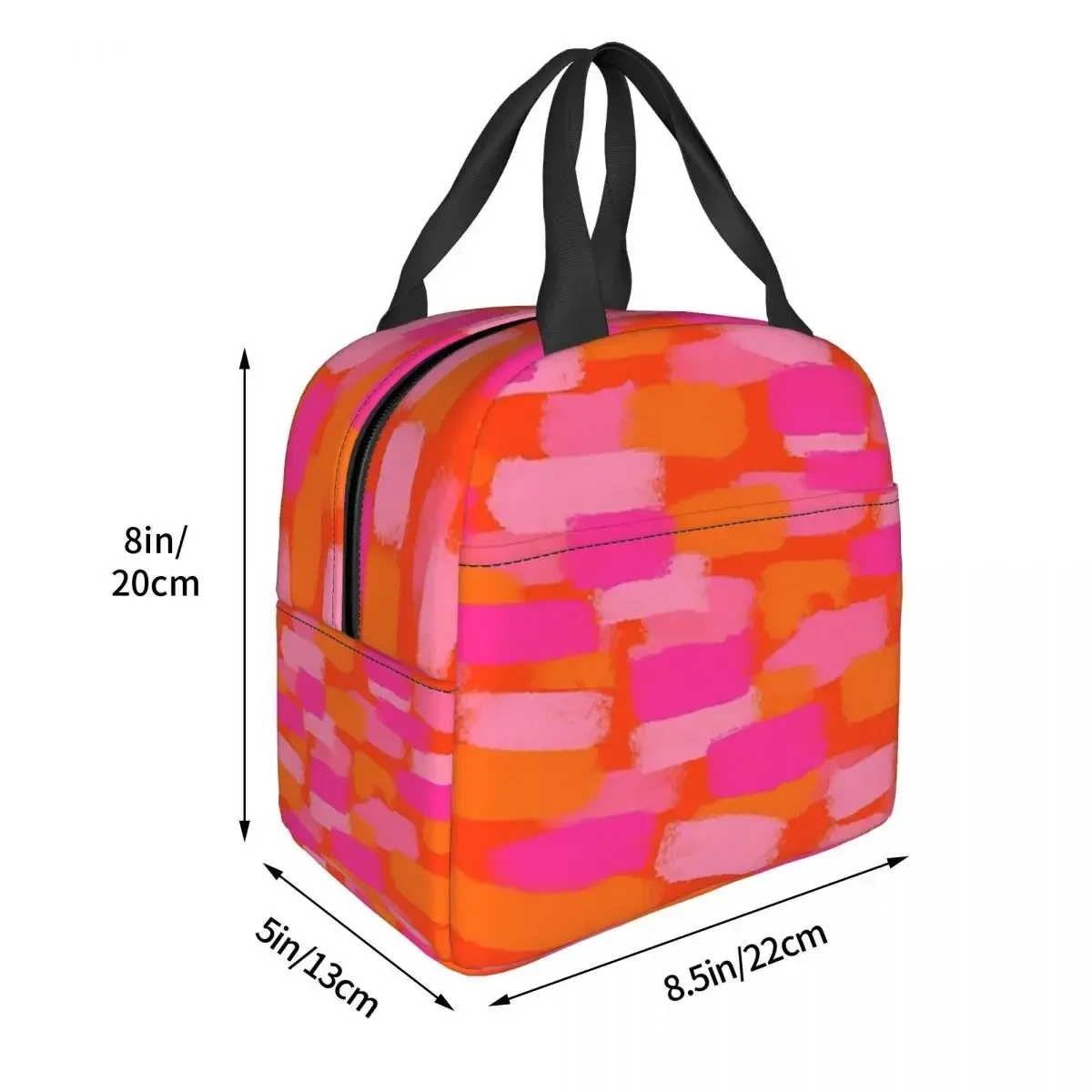 Abstract, Pink And Orange, Paint Brush Effect Insulated Lunch Bags Leakproof Picnic Bags Lunch Tote for Woman Work Kids School