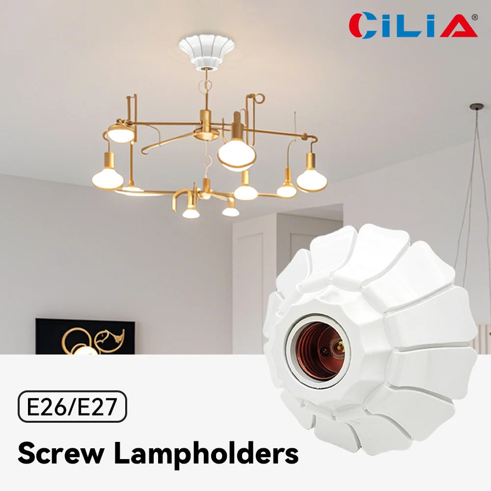 E26/E27 Universal Bulb Socket Holder, White & Black Screw Base Lamp Holder for LED Light Bulbs, 110V-220V, Home Commercial Light