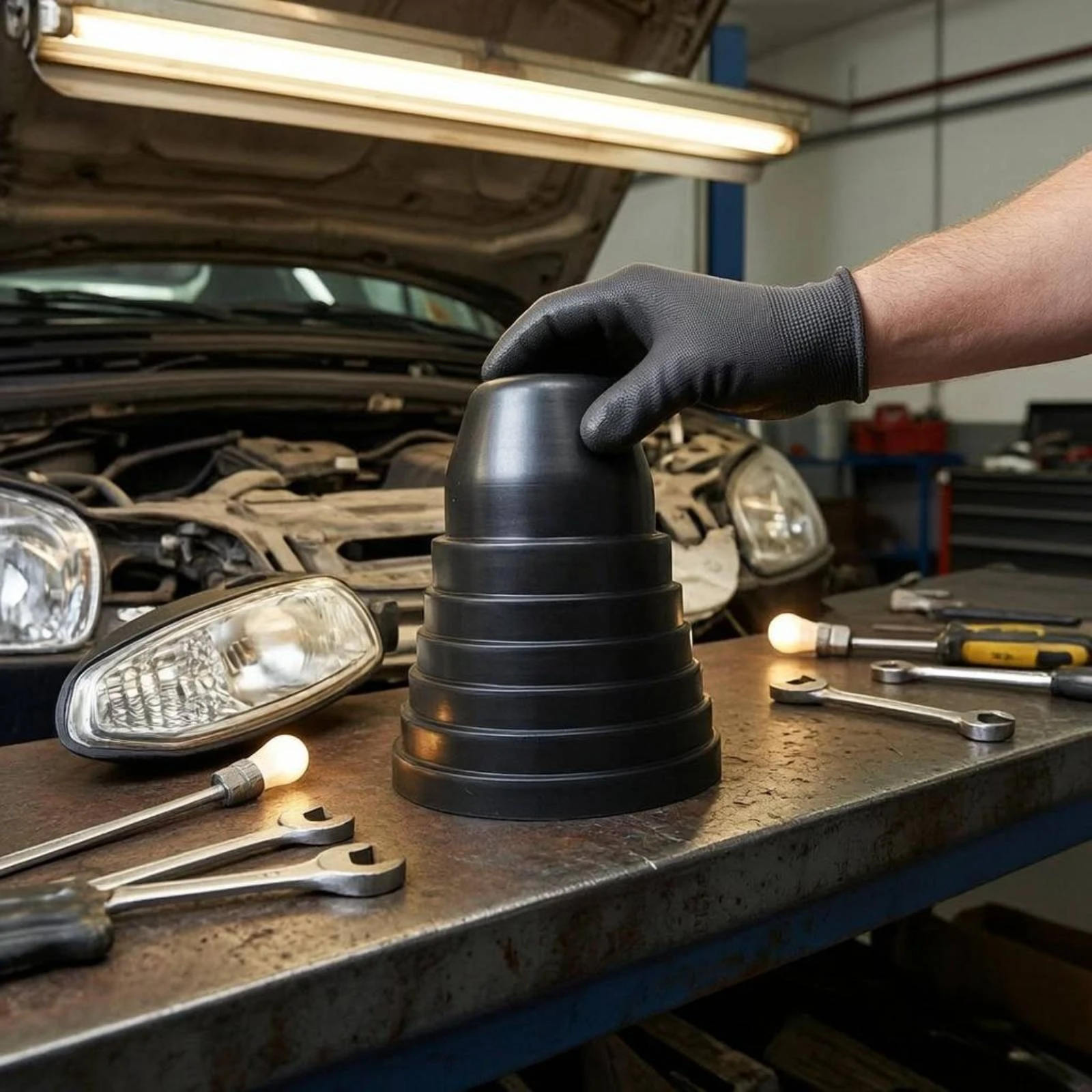 

Headlight Dust Cover Rounded Top Rear Headlight Dust Cap Headlamp Bulb Cap Black Auto Part Moisture Proof