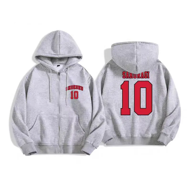 

Slam Dunk Zip Hoodie Men Women Shohoku Team Anime Basketball Jacket Winter Warm Fleece Lined Streetwear Sakuragi Rukawa