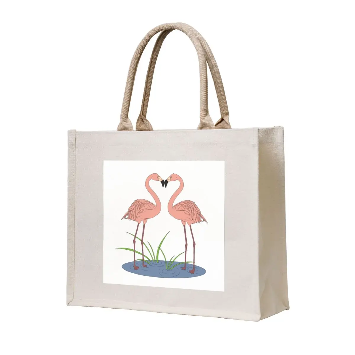 

Flamingo Heart Tote Bag shoping bag canvas tote bag Portable shopping Women's tote
