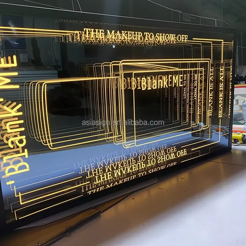 Custom Small Desktop LED Infinity Abyss Mirror with Waterproof IP65 Custom Logo for Office Advertising Lighting and Cafe