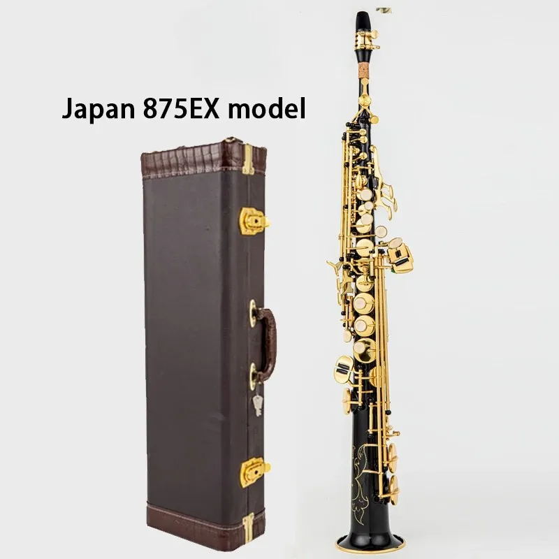 

2026 hot new 875EX Soprano Saxophone Bb-Flat Black nickel gold keys Sax with case mouthpieces