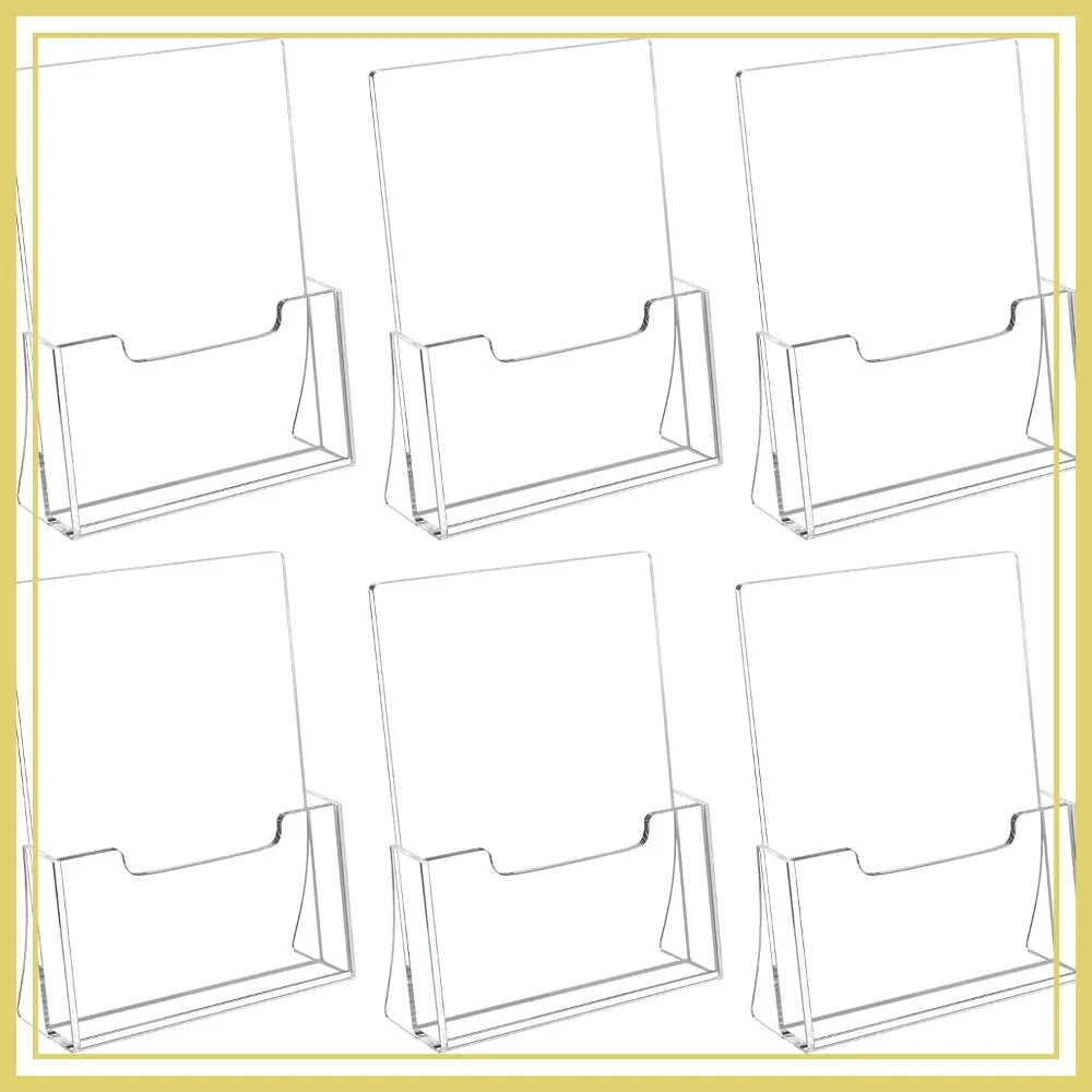 

6 Pack Acrylic Flyer Holder 8.5x11 inches, Clear Brochure Stand for Displaying Magazines, Pamphlets, Menus