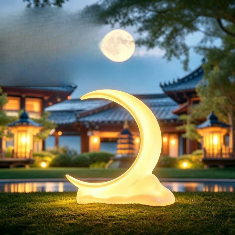Luminous moon cloud light crescent light outdoor waterproof solar landscape