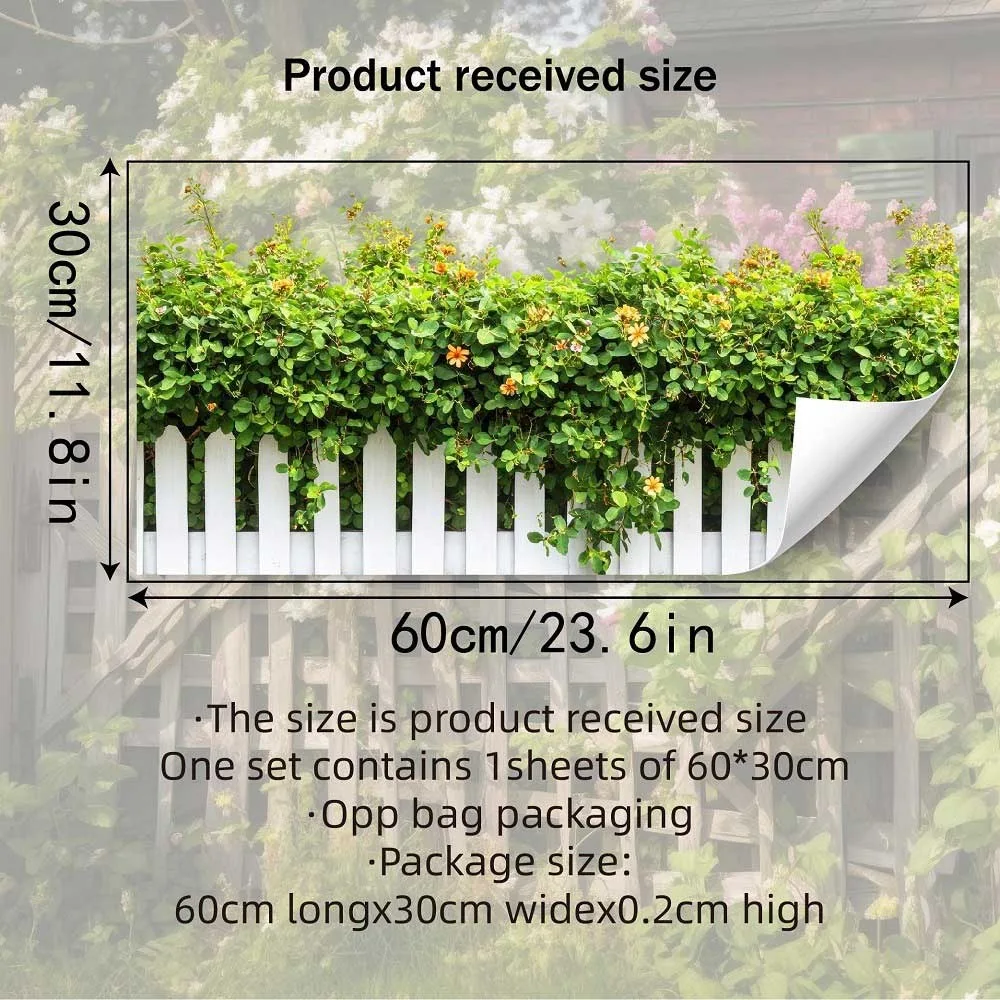 Multicolor Flower Wall Sticker Flowers Pattern Self-adhesive Wall Art Background Wall Ornament Fence Design Decorative Sticker