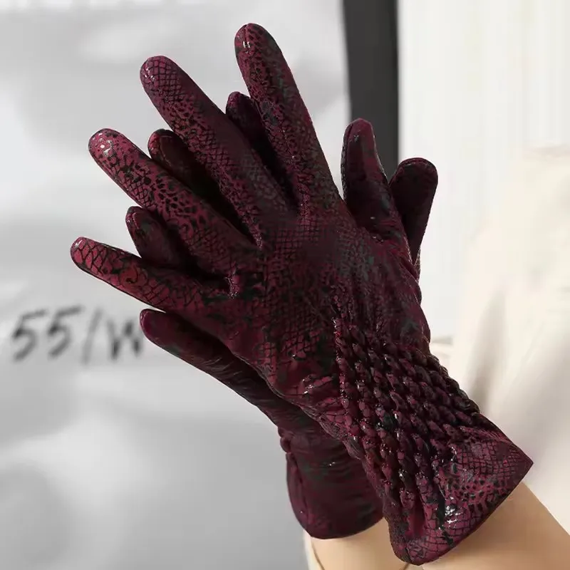 Guantes de invierno con diseño de serpiente para mujer, compatibles con pantalla táctil, resistentes al viento, ligeros, impermeables, cálidos y elásticos
