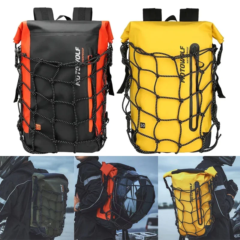 Image of Motorrad Rucksack Männer Frauen wasserdichte Tasche Voll gesicht Helm Rucksack Fahrer Tasche reflektierende Reisetasche Motorrad Helm Taschen