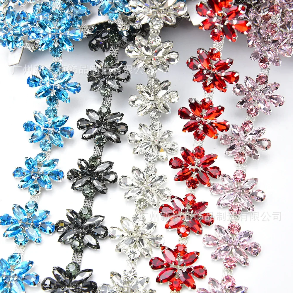 3Yard Color Horse Eye Water Drop Pattern Diamond Chain Glass Rhinestone Clothing Belt Diamond Jewelry Shoe Bag Diamond Jewelry