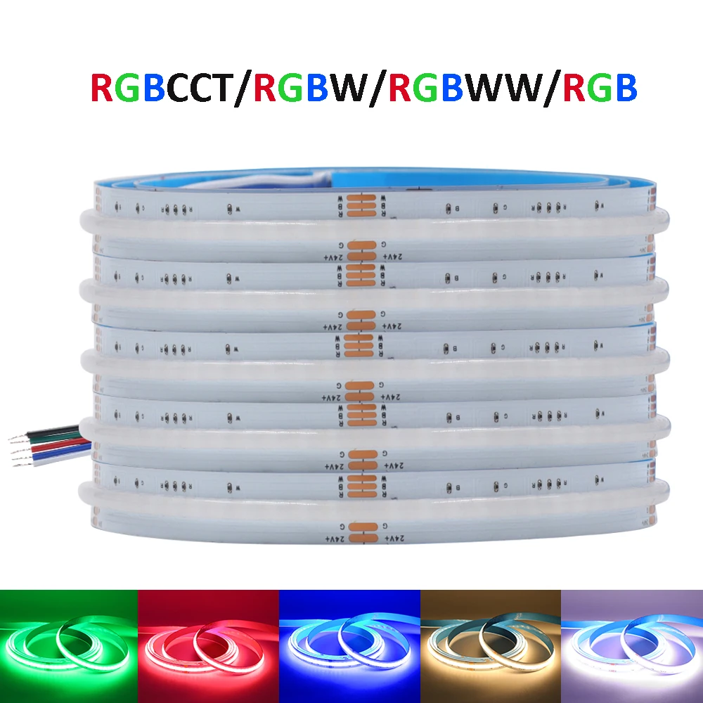 

RGBCCT RGBW RGBWW RGB COB LED Strip DC 24V 784 840LEDs/M Flexible Tape for Room Dimmable High Density Linear Lighting LED Ribbon