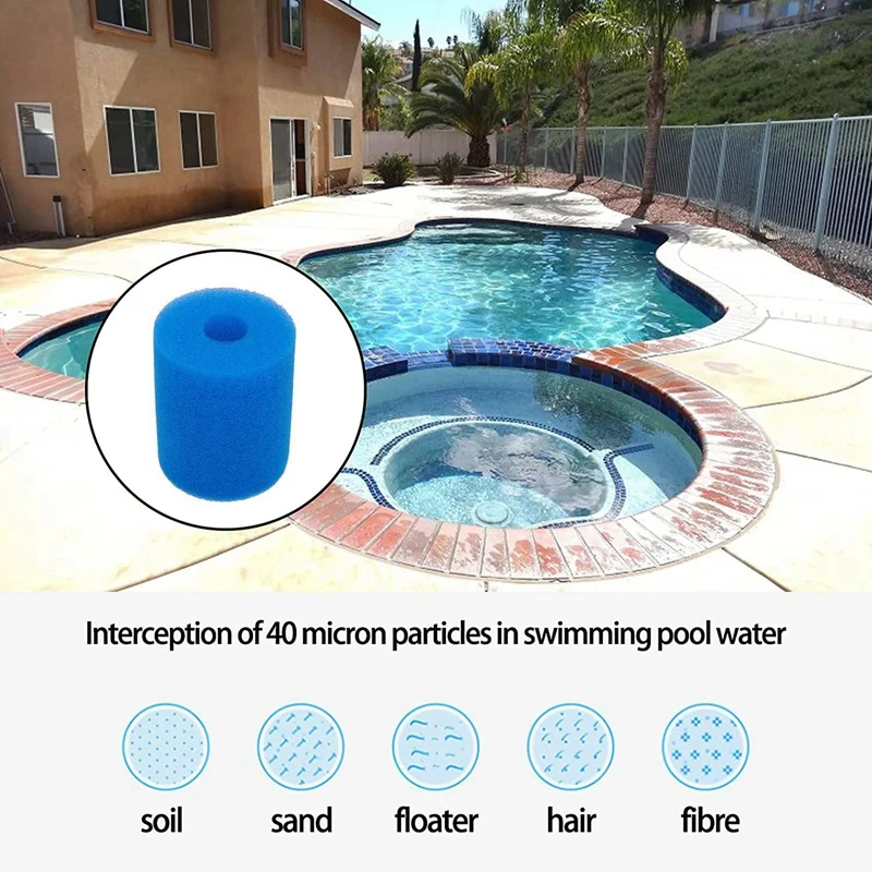 إسفنجة خرطوشة فلتر حمام سباحة للنوع H ، أداة تنظيف حوض استحمام ساخن قابلة للغسل قابلة لإعادة الاستخدام للنوع H ، 40 عبوة