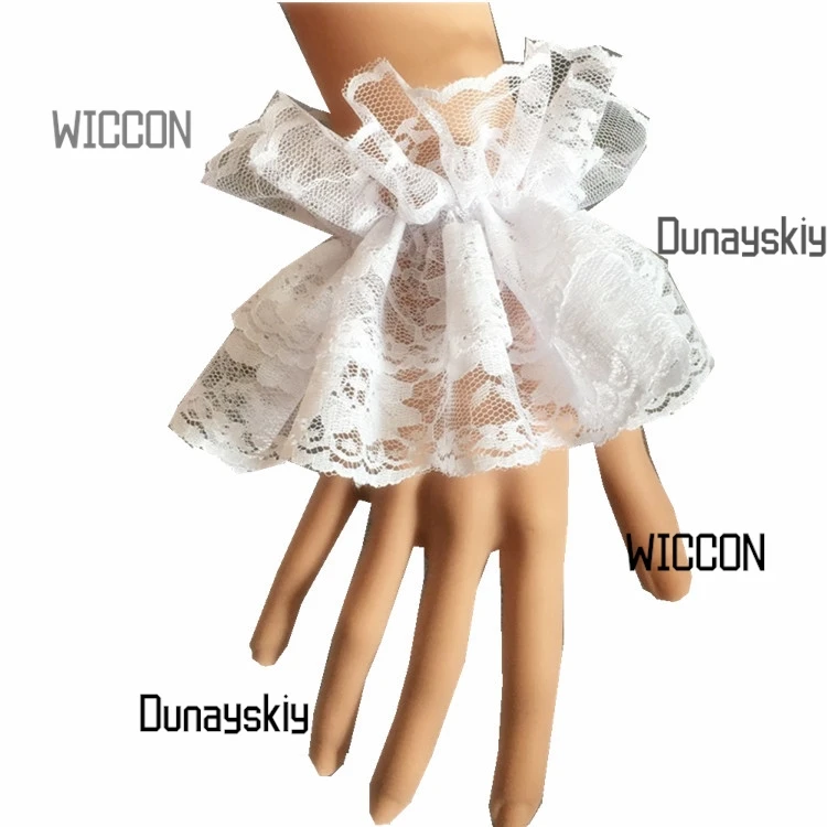 Gants en dentelle Lolita – Ensemble de manchettes à manches courtes pour boîte de nuit/Cosplay Halloween/Natal/Oktoberfest/Pâques