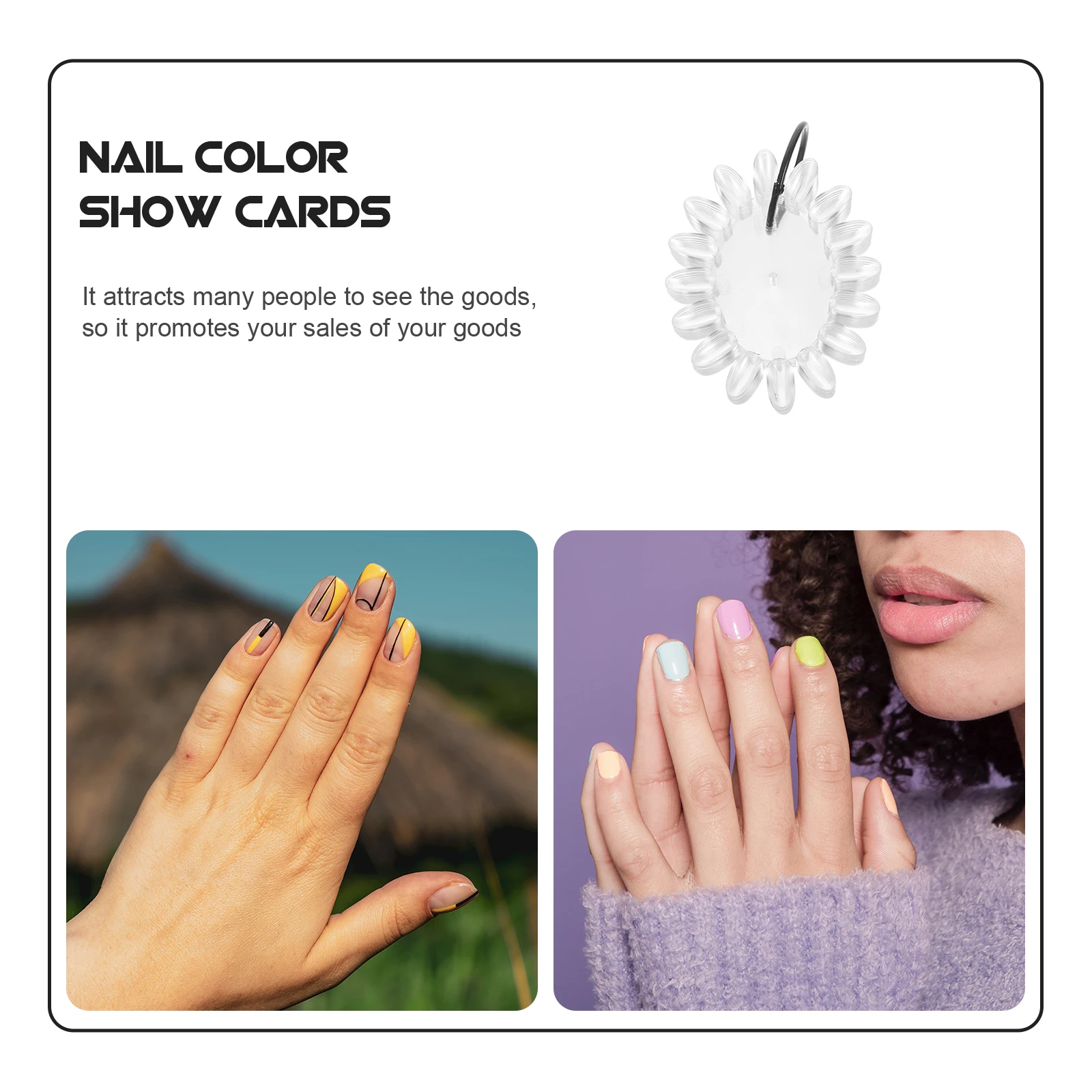 

2 Set Sunflower Color Card Nail Distinction Show Polish Manicure Display Transparent