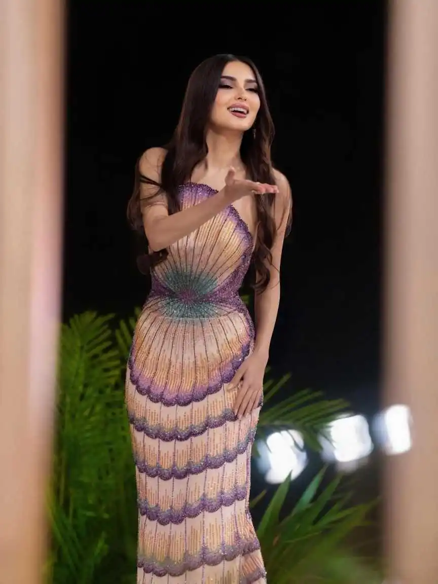 Sharon Said Luxury Mermaid Evening Dress Heavy Beaded Scallop Pattern with Train Women Wedding Party Gown Customized
