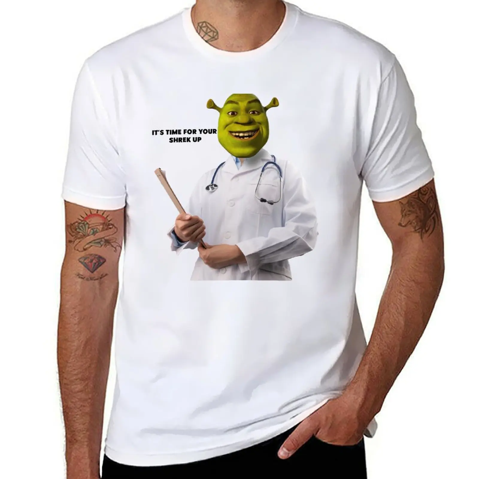 

Shrek Check up meme T-Shirt oversized Funny t-shirt mens clothing