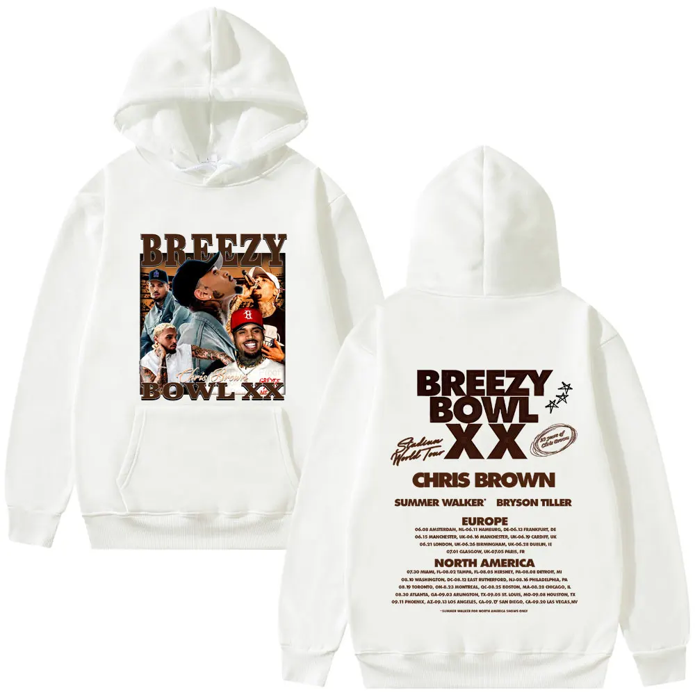 

Chris Brown Breezy Bowl XX Tour 2025 Hoodie Men Women's Hip Hop Oversized Pullover Male Clothing Casual Fleece Cotton Hoodies
