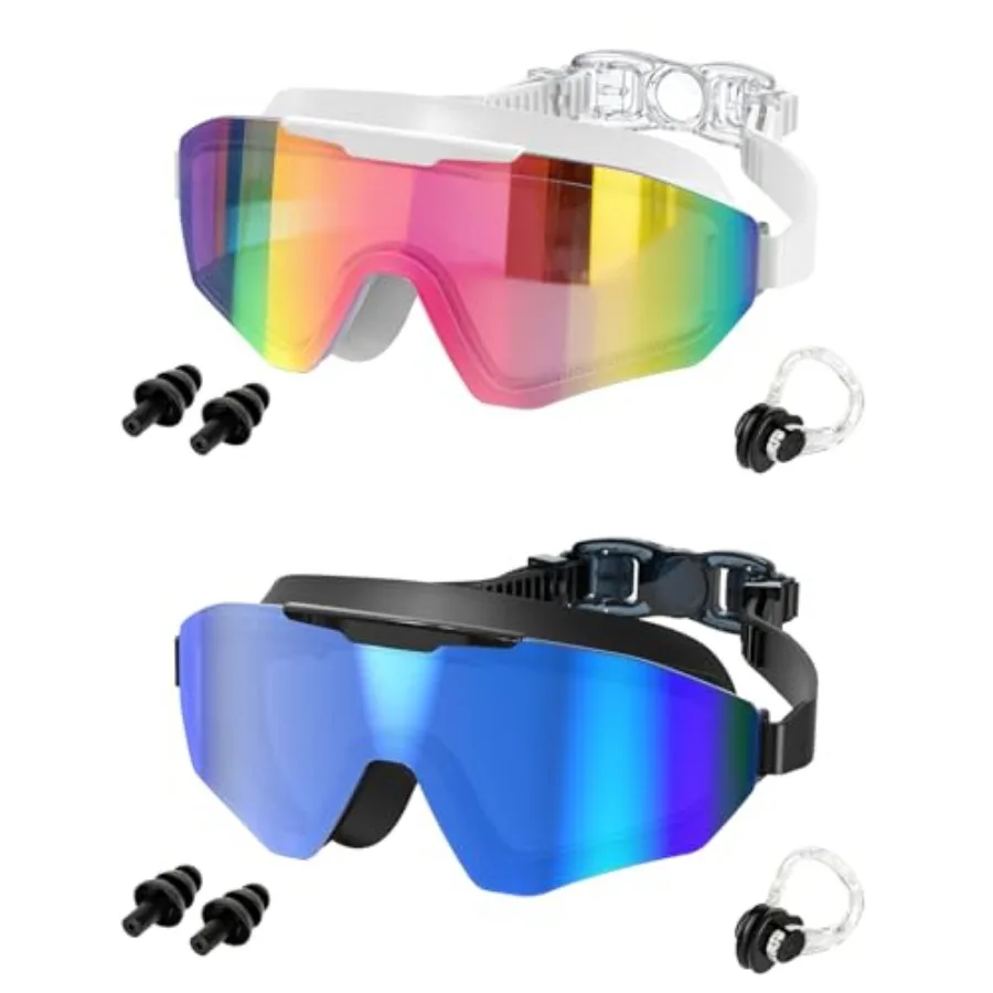 

Swim Goggles 2 Pack for Adult Men Women, Anti-fog UV Protection No Leak 180° Wide View Clear Vision Pool Goggles
