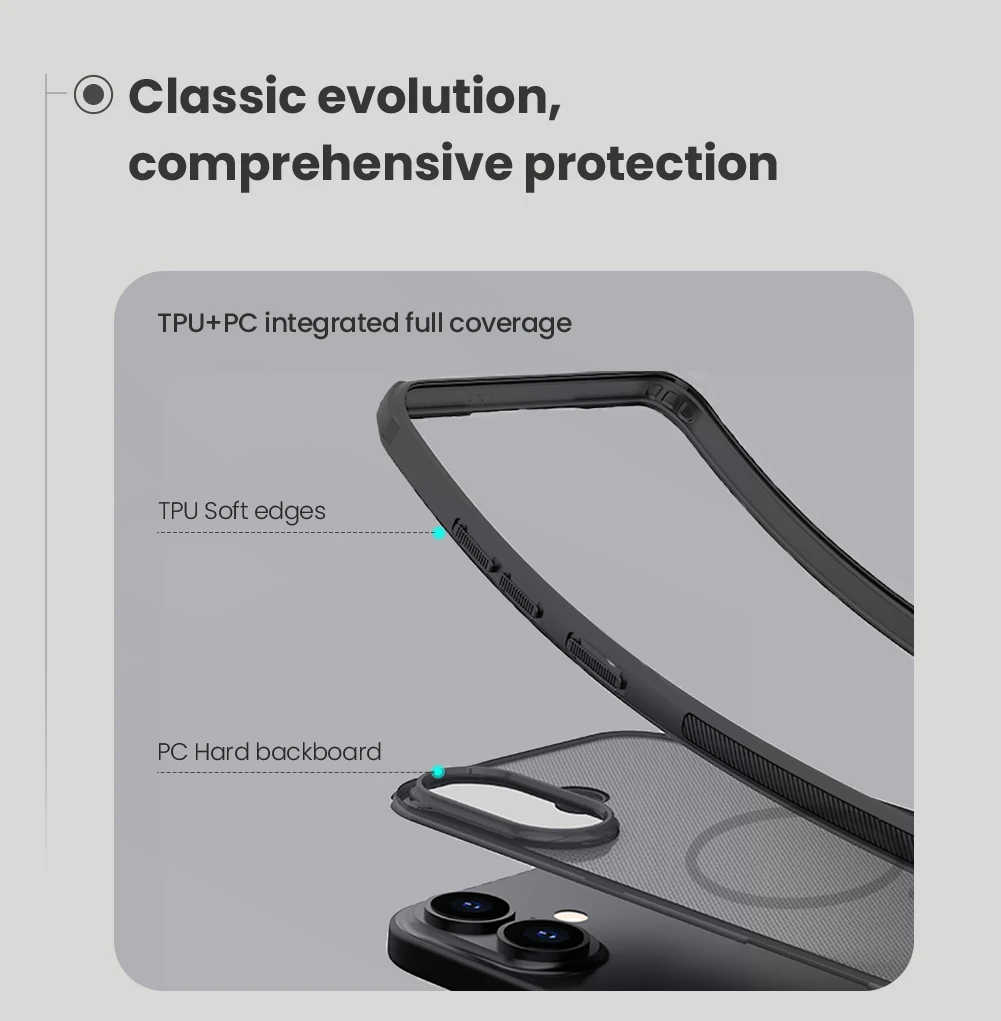 Nillkin Etui Magnetyczne Super Frosted Shield z TPU+PC do iPhone'a 17/17 AIR, odporne na wstrząsy, z obsługą Magsafe, osłona ochronna na telefon — zdjęcie produktu 3