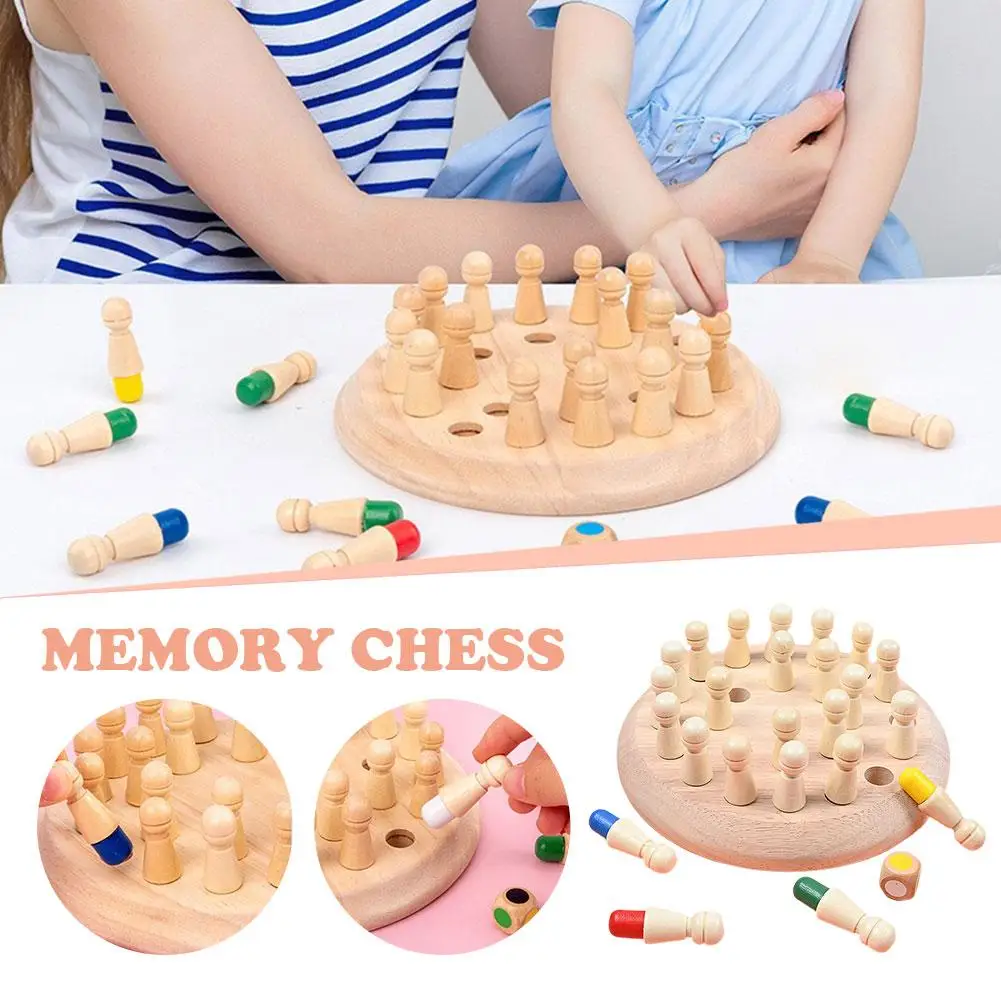 Wooden Memory Matchstick Chess Color Game Toy For Children Board Puzzles Educational Toy Cognitive Ability Learn U6N2