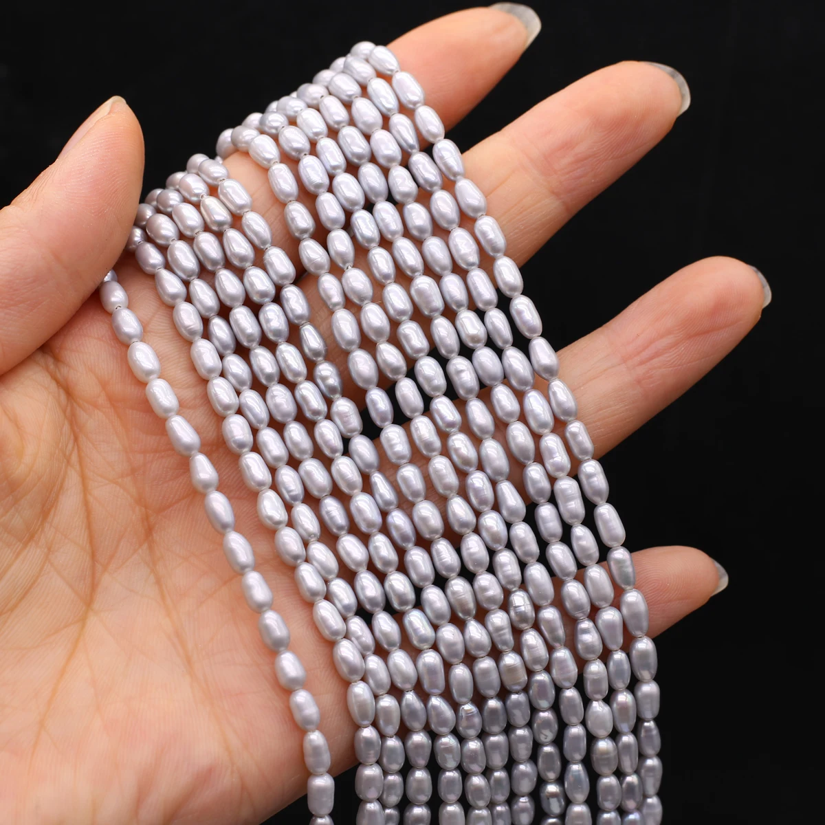 

AAA 3-4mm High Quality Natural Freshwater Pearl Gray Rice Shape Pearls Spacer Beads for Jewelry Making DIY Necklace Accessories