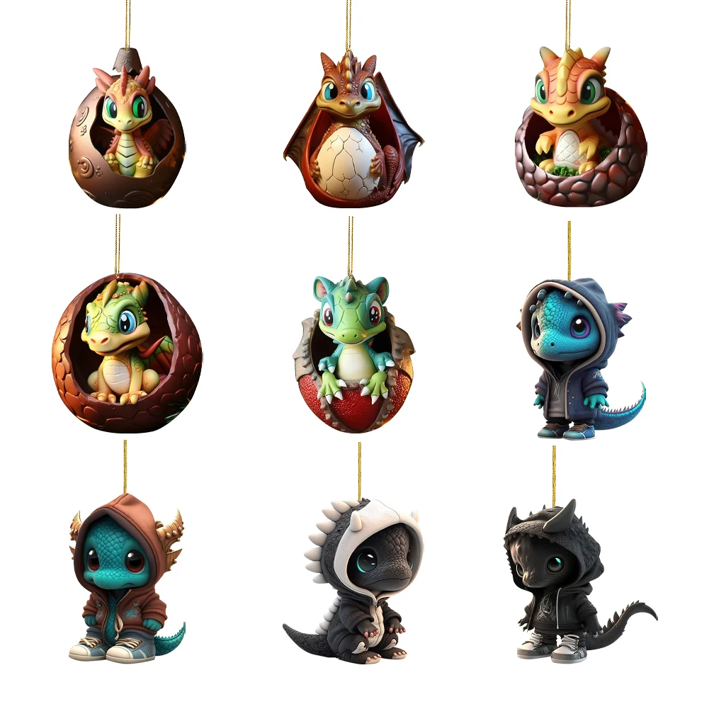 Christmas Dragon Egg Tree Pendant Novelty Hanging Ornament Cute Dragon Egg Decoration Acrylic for Home and Car Decoration