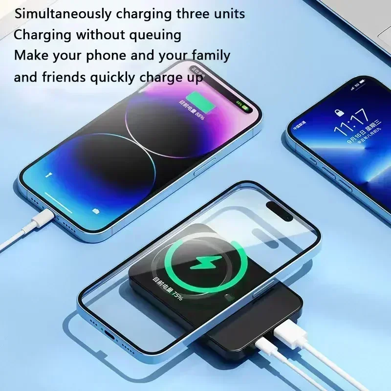 New 50000mAh Magnetic Wireless Charger Power Bank Fast Charging for IPhone 14 13 12 11 Samsung Huawei Xiaomi Mini Powerbank