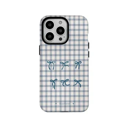 Summer Bow Blue Grid Phone Case for IPHONE 16 PRO MAX 14 13 12 11 PRO Plus 15pro XS XR Acrylic TPU Two in One Mobile Phone Cases