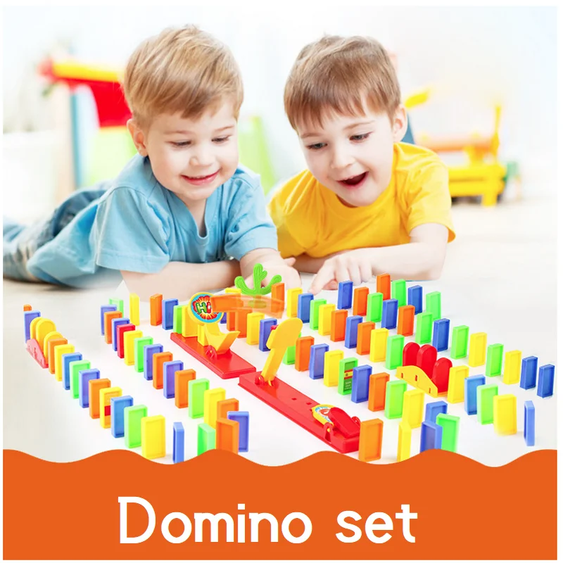 120pcs Dominoes Blocks Dominoes Board Game Plastic Building Tool Toys For Children Boys Kids Girls Educational Christmas Gift