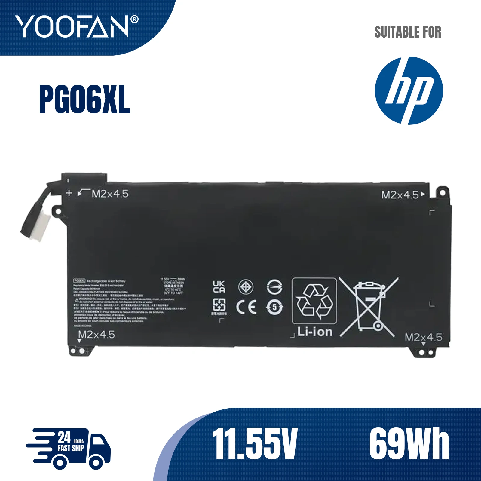 

YOOFAN Battery PGO6XL PG06XL 69Wh For HP 15-dh HSTNN-DB9F L48431-2C1 L48497-005 15-DH0006TX 15-dh0007TX 15-dh0008TX 15-dh0151TX