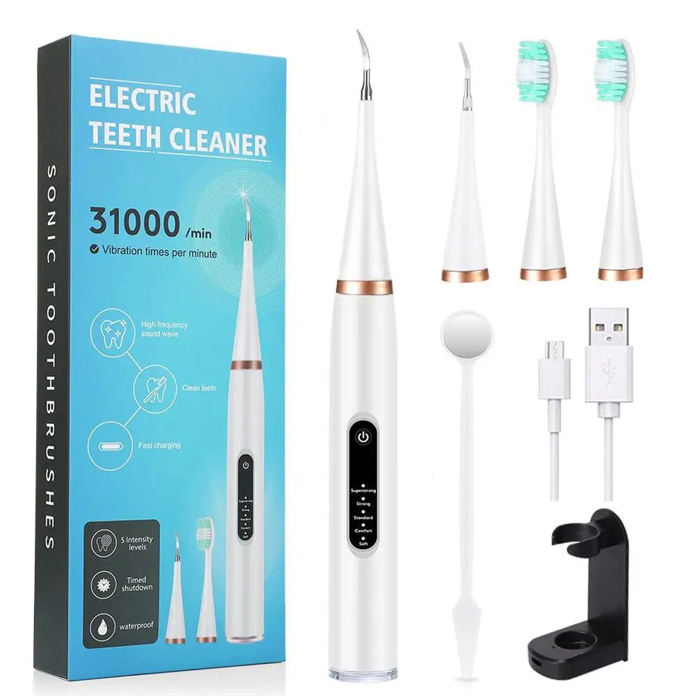 Cepillo de dientes eléctrico con batería integrada, 1/2 piezas, vibración sónica inteligente, limpiador de dientes suave, blanqueamiento, elimina el sarro de los dientes amarillos