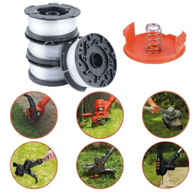 Newly Trimmer Spool 4 Pack & Cap & Spring Replacement For Black Decker Cap Spring Lawn Mower Grass Trimmer Accessories