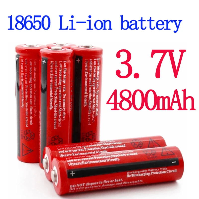 

BTVYOK 100% new 3 .7V High Quality 4800mAh 18650 Lithium ion batteries Rechargeable Battery For Flashlight Torch