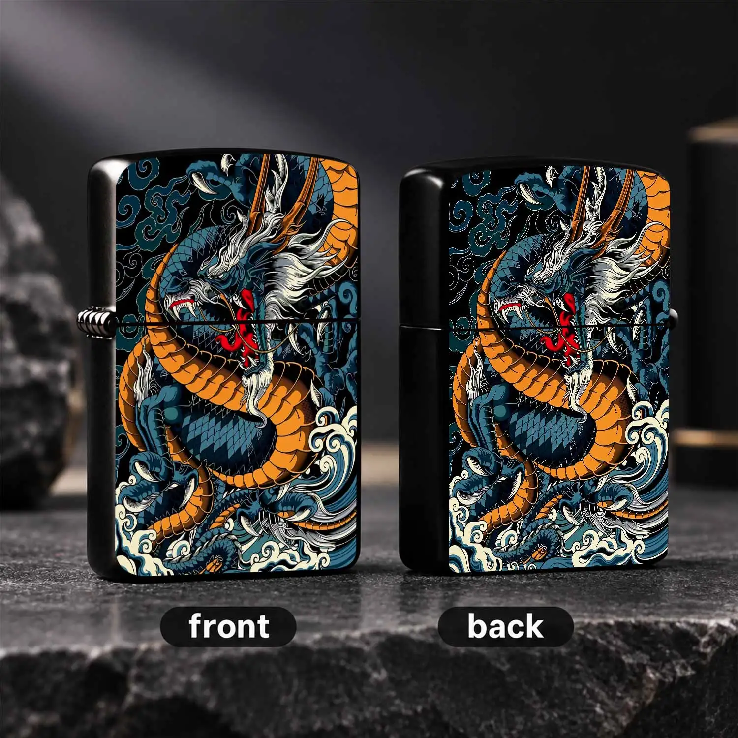 Traditional Auspicious Dragon Pattern Lighter, Exquisite Ukiyo-E Style Ornate Decor, Portable Stylish Accessory For Daily Use, Gifting, Collection, Home And Outdoor Scenes, Unique Artisticgift For Friends And Art Enthus A Humorous And Inter