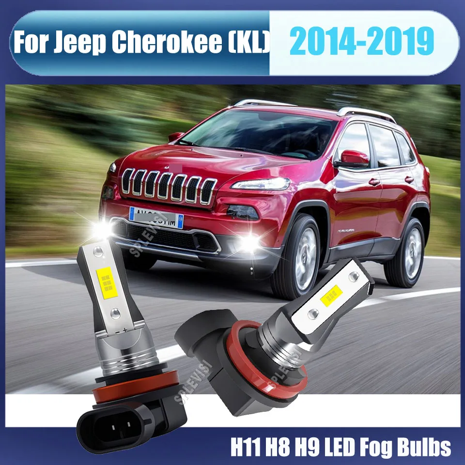 2Pcs 6000K White Light H11 H8 H9 LED Fog Lights Enhanced Night Visibility For Jeep Cherokee (KL) 2014 2015 2016 2017 2018 2019