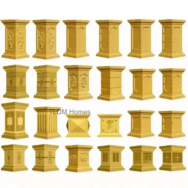 

European Durable ABS Plastic Steel Roman Pier Column Square Base Mold Home Gardening Outdoors Flower Pot Base Cement Mold r