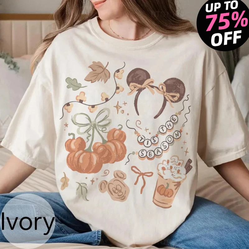 

Potdemiel Ретро Кокетка с бантом Disney Хэллоуин Рубашка, Комфортная цветная рубашка Disney Mickey Pumpkin Coquette, осенняя кокетка