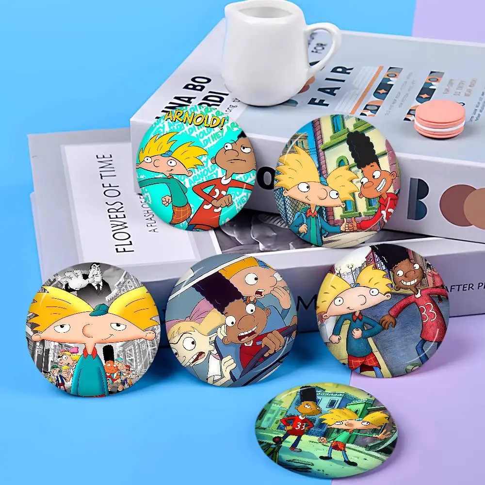Cartoon Hey Movies A-Arnoldes 32/44/58MM Customizable Button Pins Cute Funny Creative Badge Jewelry Decor Gifts for Friends