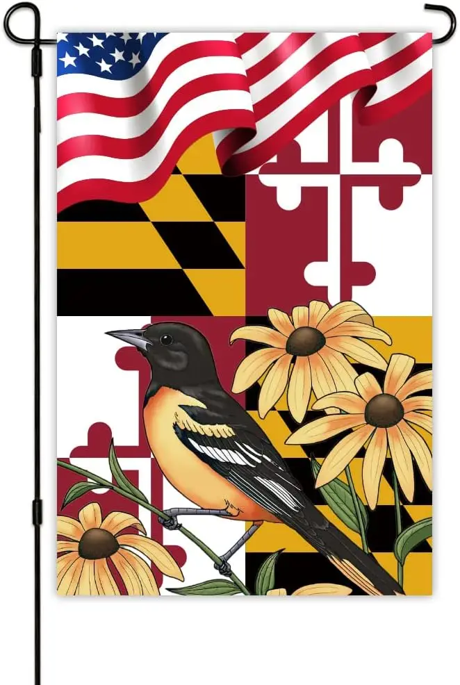 12x18 Inches Maryland State Black Eyed Susan Oriole Garden Flag Double Layer Vivid Color Durable Polyester Home Garden Yard  yyi
