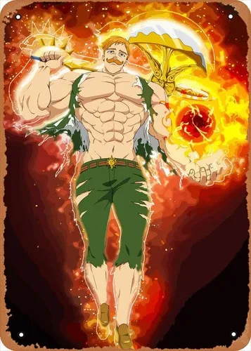 Anime Poster Seven Deadly Sins figure metal tin sign Escanor Wall Art Decor