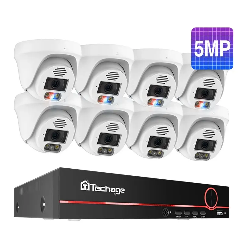 8 Channel NVR 5MP 8MP 4K POE Built-in Mic Motion Detection CCTV IR Security Camera System