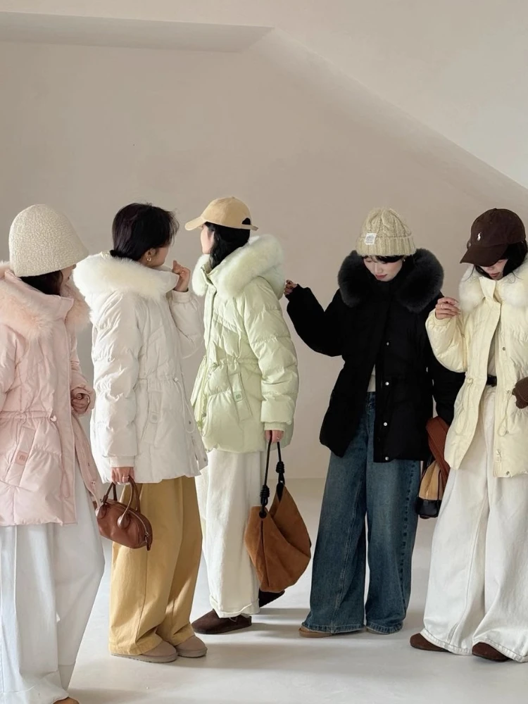 Grande vraie fourrure de renard col doudoune hiver à capuche épais porter Parkas femmes mode mince 90% blanc canard bouffant manteau vêtements d'extérieur