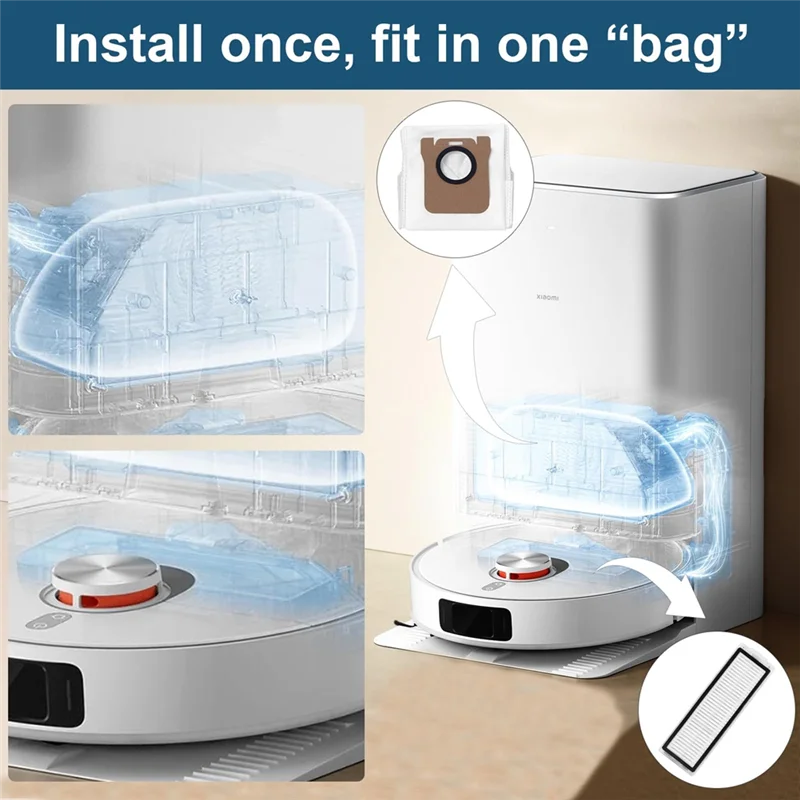 AT28-ensemble d'accessoires pour aspirateur Robot Xiaomi X20 Max/Xiaomi X20 Pro, brosse à rouleau, brosse latérale, lingettes, filtres, sacs à poussière