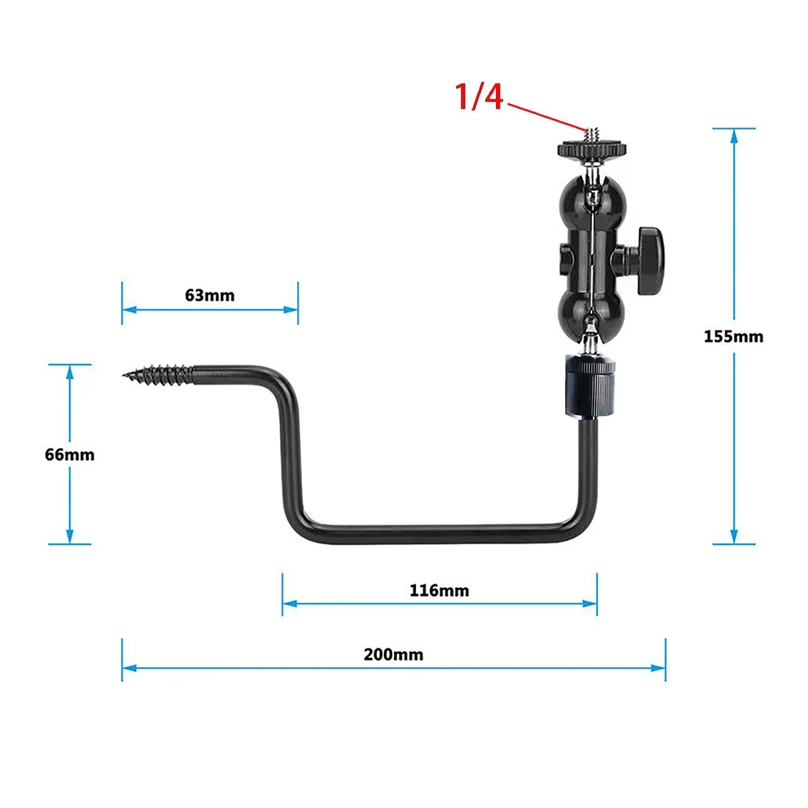New design Trail Camera Tree Mount With Double Ball Head For Game Cameras and other 1/4 equipment, 1/4-20 adapter